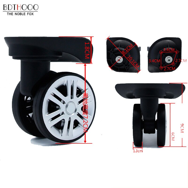 Silent Double row big Wheel Replacement luggage wheels for suitcases repair Trolley caster wheels parts trolley Black Rubber A19