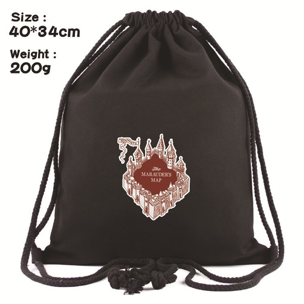 H.Potter Drawstring Canvas Backpack Men Women Shopping Bag Student School Bag Outdoor Storage Bag: 12