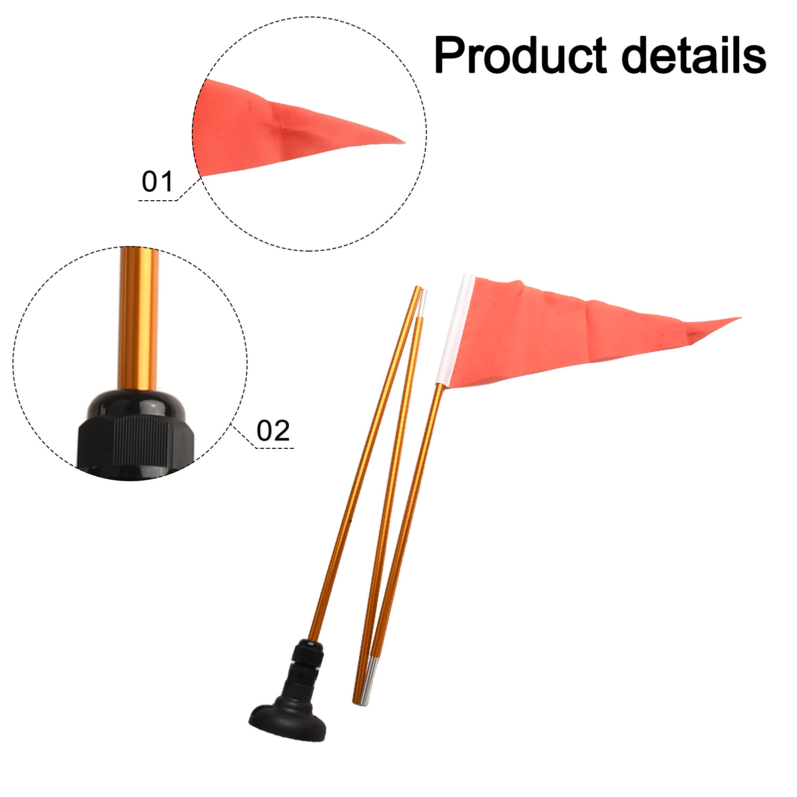 Kit base bandiera di sicurezza per kayak canoa barca con bandiera rossa e palo pieghevole in lega di alluminio per progetti fai da te marini