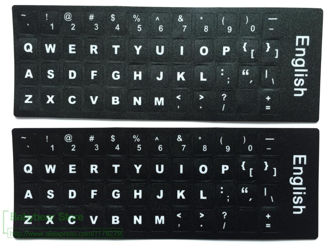 100 stks/partij Engels Toetsenbord Sticker Engels Alfabet Voor laptop desktop toetsenborden Stickers 10/12/13/14/15/17 inch