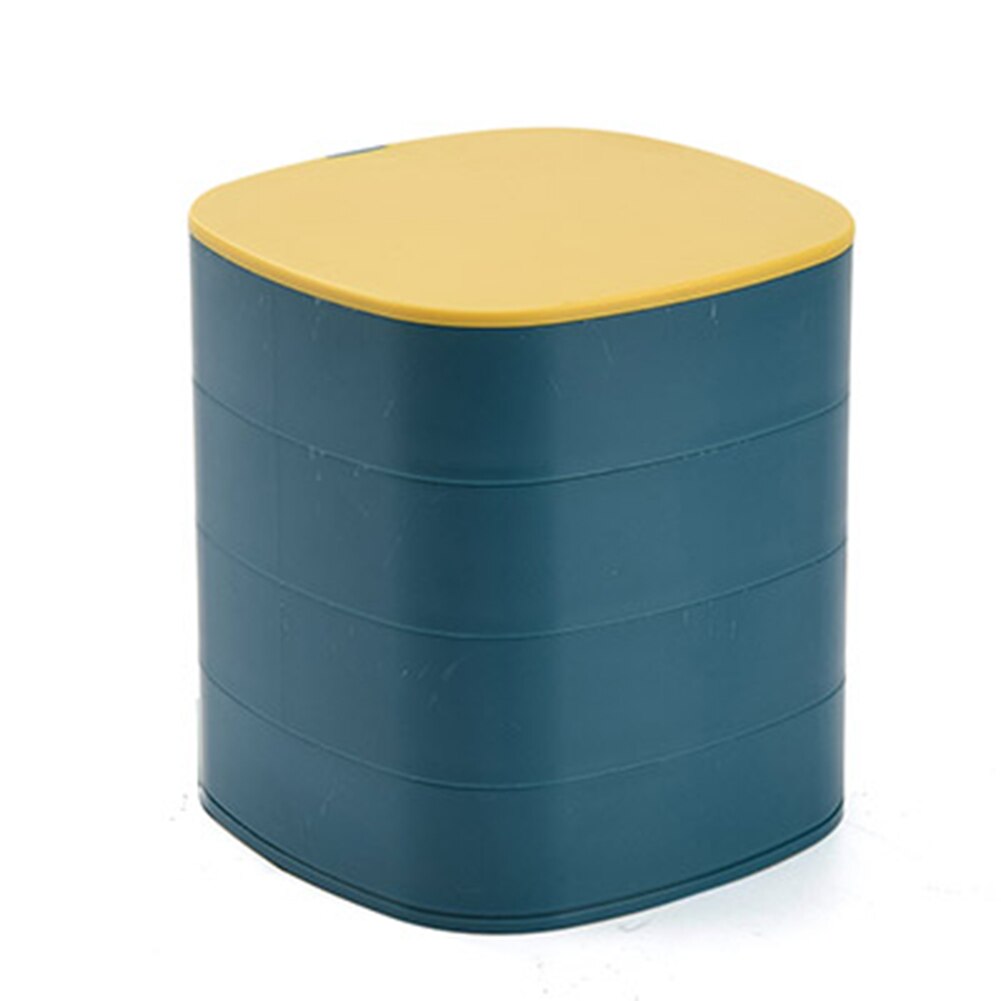 Vrouwen Sieraden Opbergdoos Mode 4-Layer Draaibaar Sieraden Accessoire Opbergvak Met Deksel Voor vrouwen: Blauw