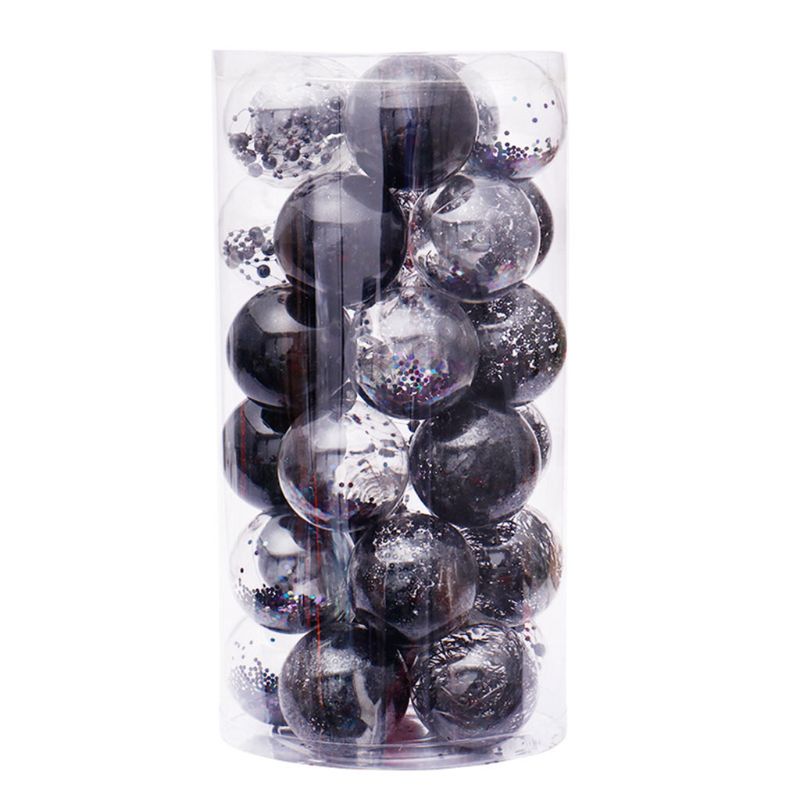 6cm/30 Pcs Christmas Balls Clear Plastic Ornaments Party Xmas Tree Hanging Decor: 9FF202222-BK