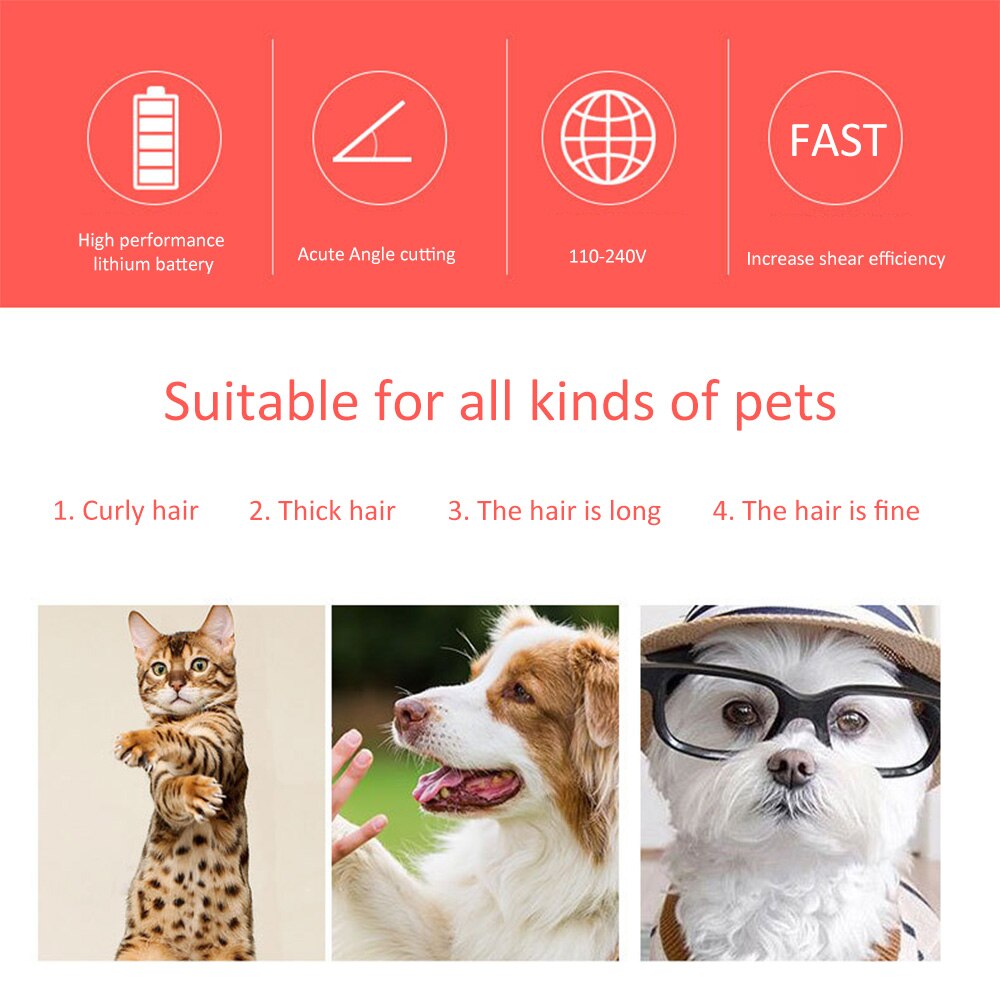 Professionele Hond Haar Clippers Grooming Elektrische Schaar Huisdieren Draadloze Oplaadbare Low Noise Pet Grooming Supplies