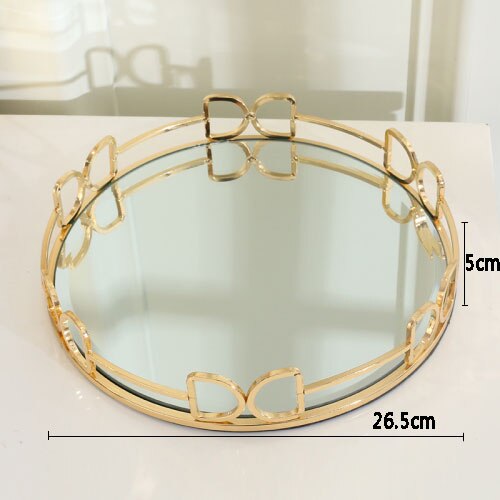 Placa de ouro doces sobremesa bandeja geométrica chapeamento metal vidro espelho prato jóias placas exibição rústico europeu decoração da sua casa: B