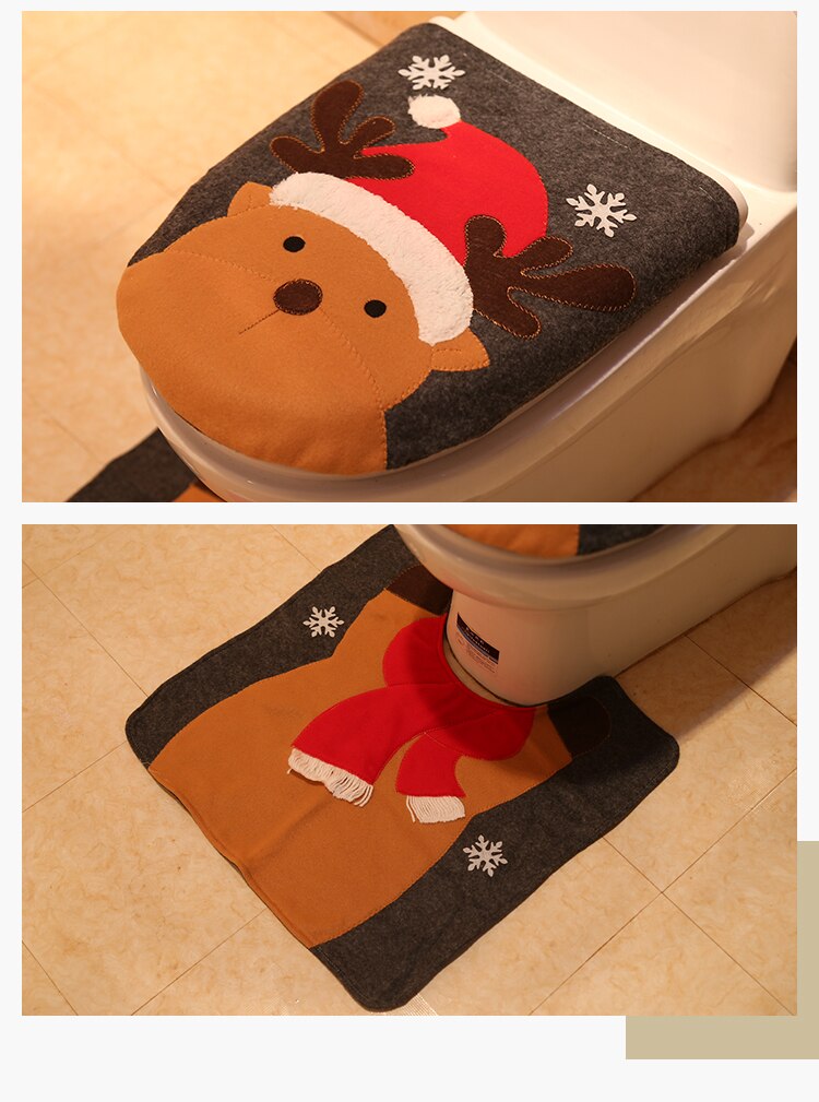 Luanqi toilette décoration père noël salle de bain tapis noël toilette siège & couverture noël toilette couvercle nouvel an noël décoration