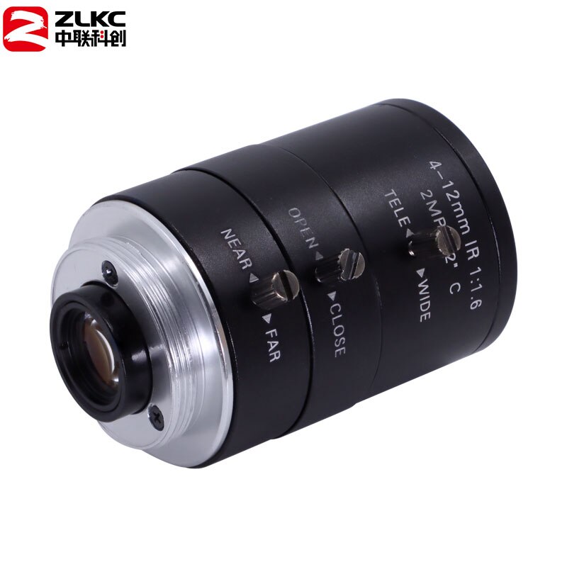 Montura C de 1/2 pulgadas 2 megapíxeles 4-12mm lente de Iris Manual FA/lentes de visión mecánica Varifocal HD objetivo de cámara CCTV lente óptica ZLKC