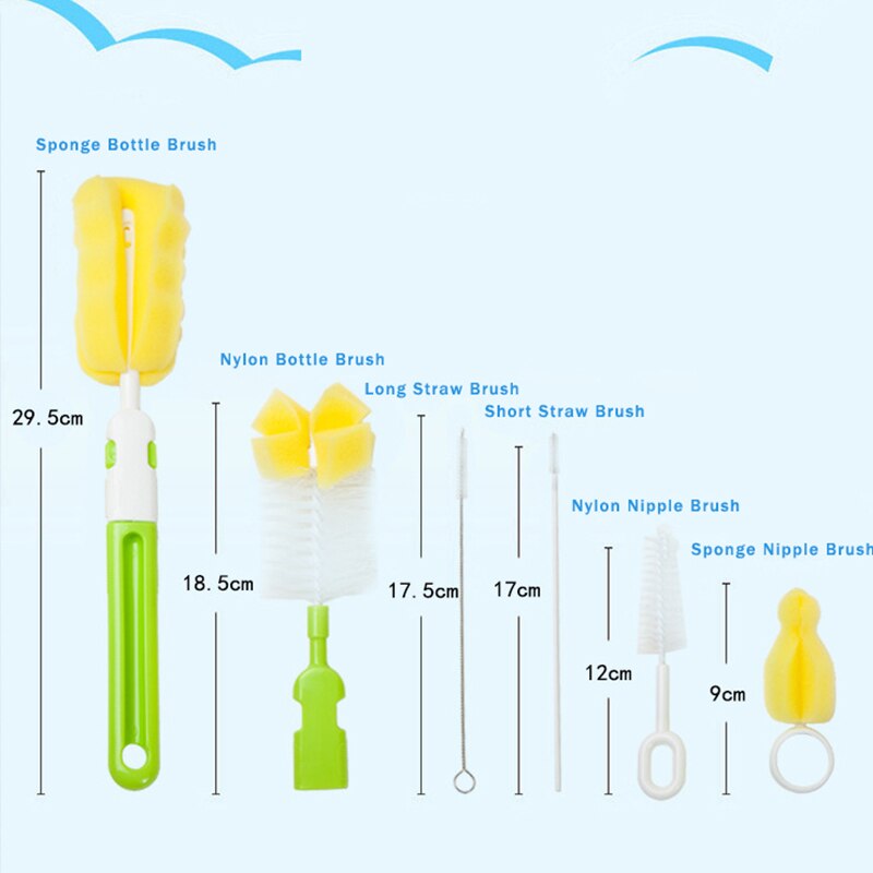 Cepillo de esponja para limpieza de botellas de bebé, brochas especiales de vidrio, mango seguro para niños, herramientas Flessenborstel, accesorios para botellas, 12 Uds.