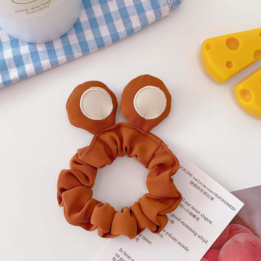 1Pc Leuke Cartoon Kikker Beer Scrunchies Haar Touw Meisjes Kids Elastische Elastiekjes Tie 6 Kleuren Dieren Haarbanden: brown