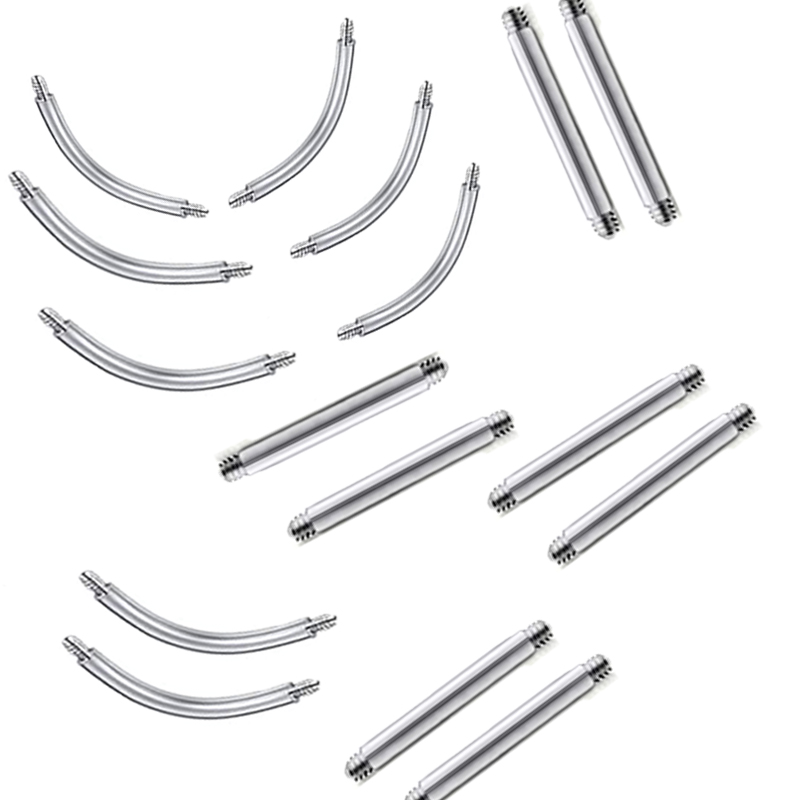 20 pezzi di ricambio Labret bilanciere accessori per piercing barra dritta barra piegata 14g 16g gioielli per il corpo in acciaio inossidabile fai-da-te