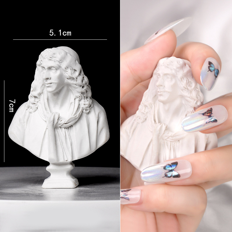 Mini estatua artística para decoración de uñas, herramientas de accesorios para fotos de uñas, herramienta de fotografía de exhibición de puntas de esmalte de uñas de gel: Caqui oscuro