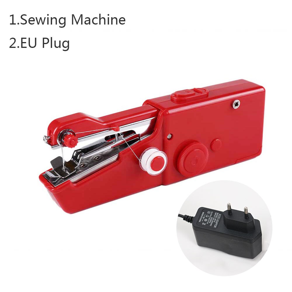 INNE Portable Mini Hand Sewing Machine Household Electric Quick Repair Clothes Straight Stitch Needlework Tool DIY Accessories: EU machine
