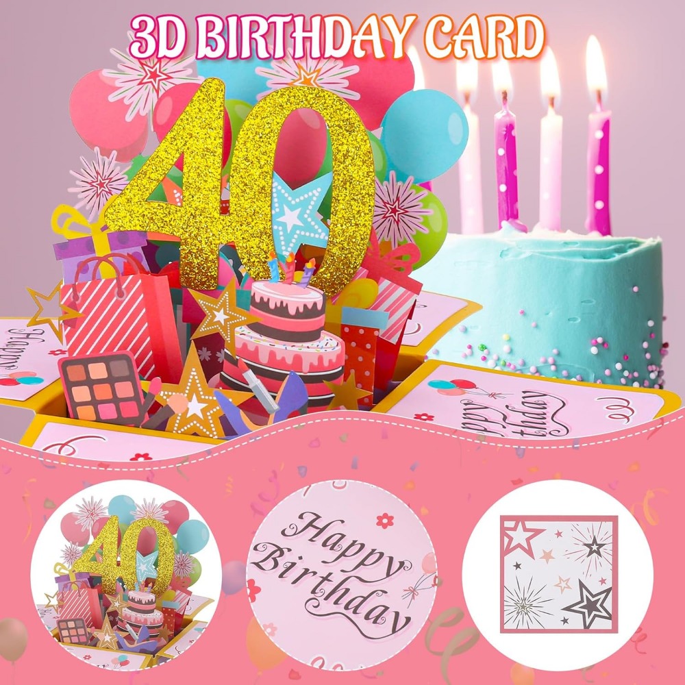 Happy Birthday Greeting Card With Envelope 3D Box 18th/30th/40th50th/60th Years Old Birthday Wishes Message Card Party