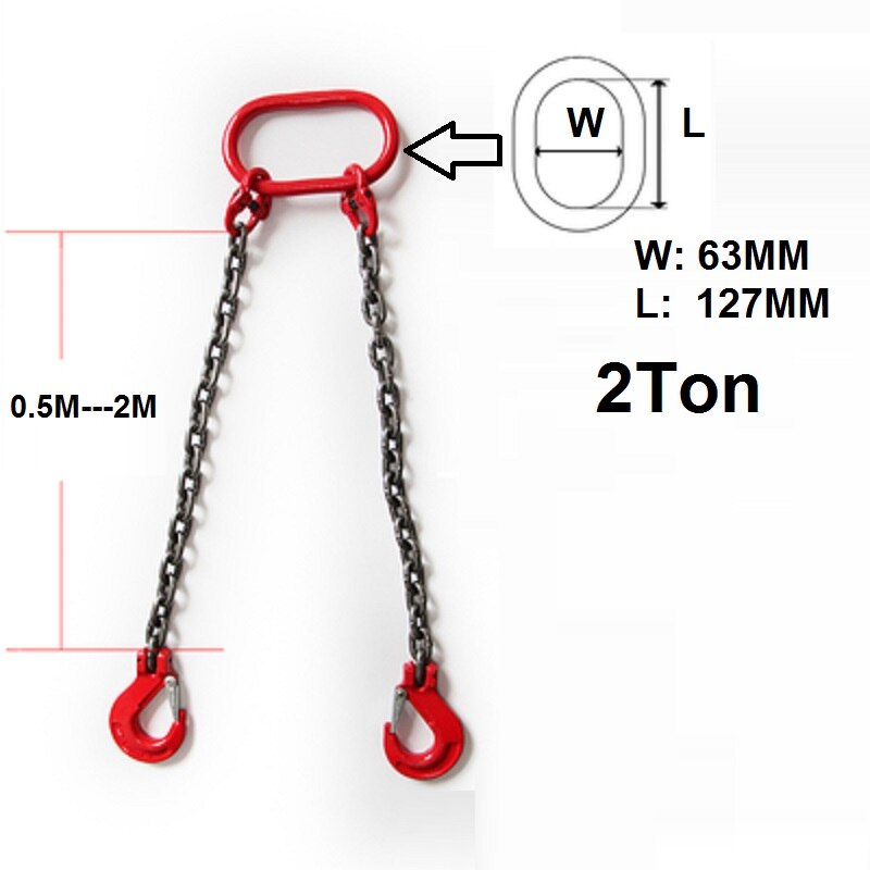 2T--4.7Tonx0.5-2M two legs 2-claw chain lifter for drum lifter clamp bucket barrel oil tank can chain sling: 40020010-02  2T  1M