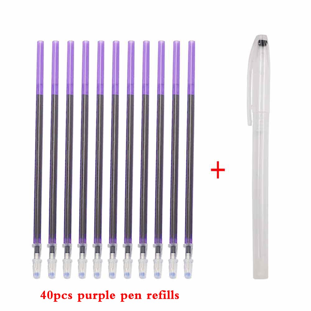 40pcs Embroidery Water Erasable Pen Refills Fabric Marker Cross Stitch Water Soluble Pens for DIY Patchwork Sewing Tools: 40pcs purple