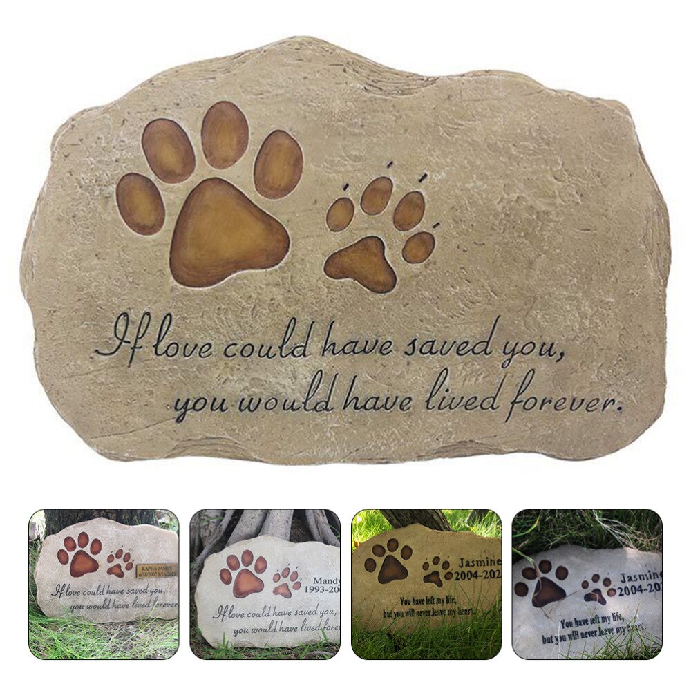 Dog Gravestone Paw Printing Pet Remembrance Memorial Stone Plaque Garden Stone