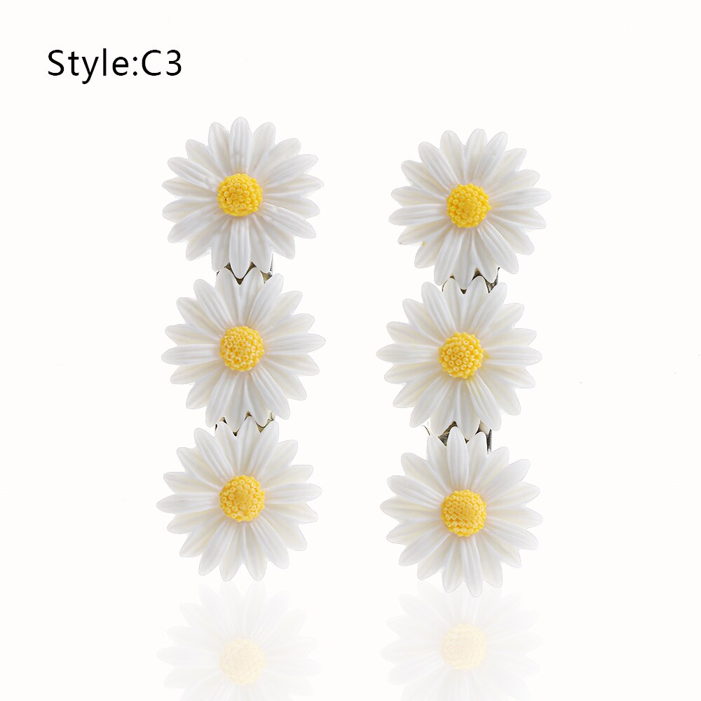 2Pcs Mini Daisy Flower Sweet Hair Clip Ring Elastic Rope Bands HairPins Ponytail Girls Kids Hairband Hair Accessories: C3