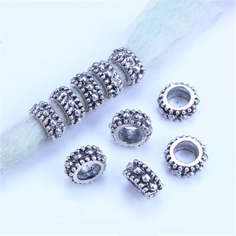 Anillos para el pelo de Metal plateado, trenzas para el cabello, rastas, cuentas, abalorios, rastas, accesorios para el cabello DIY, 5 unids/bolsa: 5pcs  NO.4