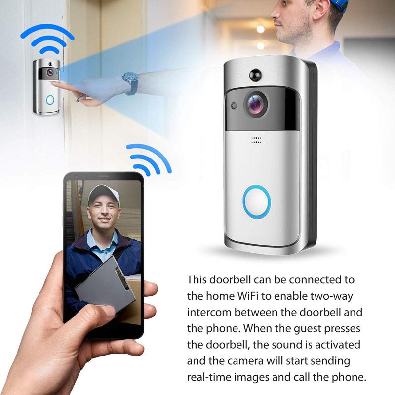 V5 Wifi Smart Deurbel Ip Video Intercom Deurtelefoon Deurbel Wifi Deurbel Camera Ir Alarm Draadloze Beveiliging Camera Pir detecteren