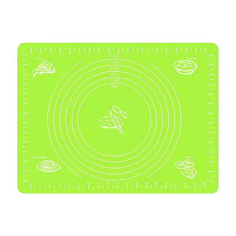 Multi-size Food Grade Silicone Kneading Pad, Baking Silicone Pad, Thickened Scaled Heat Insulation Chopping Board and Dough Pad: 40X30CM-Green