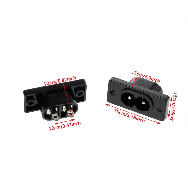 5 Pcs IEC320 C8 2 Terminal Power Plug Inlet Socket AC 250V 2.5A U4LA