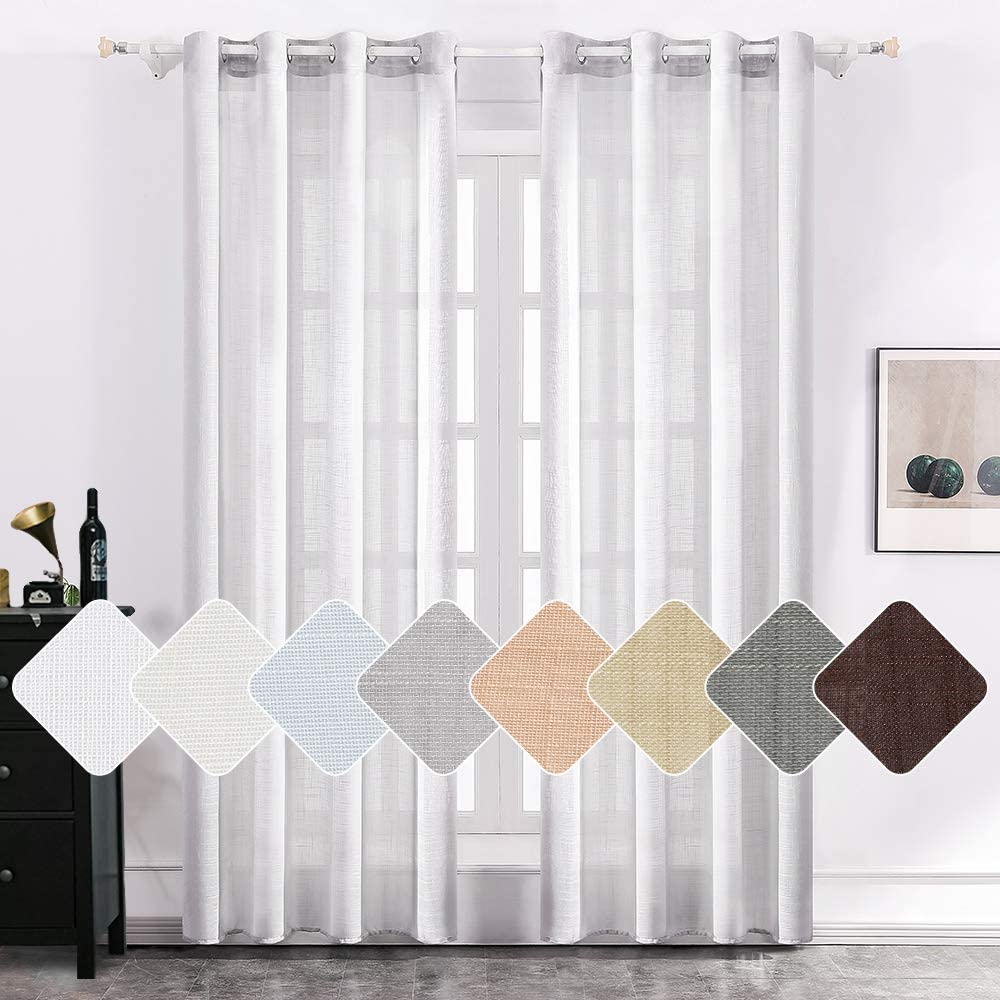 Cortinas Ojales Translúcida 140x260cm en Gris plata,Visillos para Ventanas Puertas de Salón Habitación Dormitorio Terraza,...