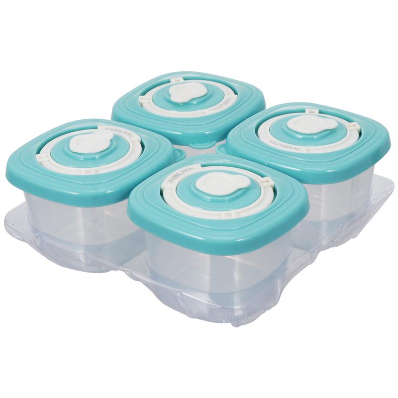4Pcs Baby Blocks Freezer Plastic Food Box Baby Food Container Without Tray: Green