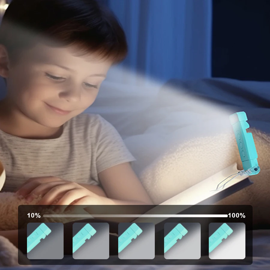 Luz de libro marcapáginas con Clip con temporizador, luz de lectura recargable por USB, Mini luz Led de lectura, lámpara de lectura portátil para mesita de noche y escritorio