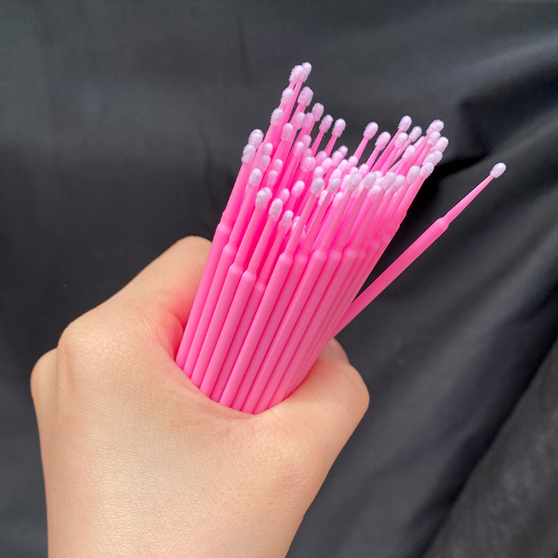 100Pcs Eyelash Cleaning Brush Lash Extension Micro Cotton Swab Individual Eyelashes Microbrush Beauty Makeup Clean Remover Tools