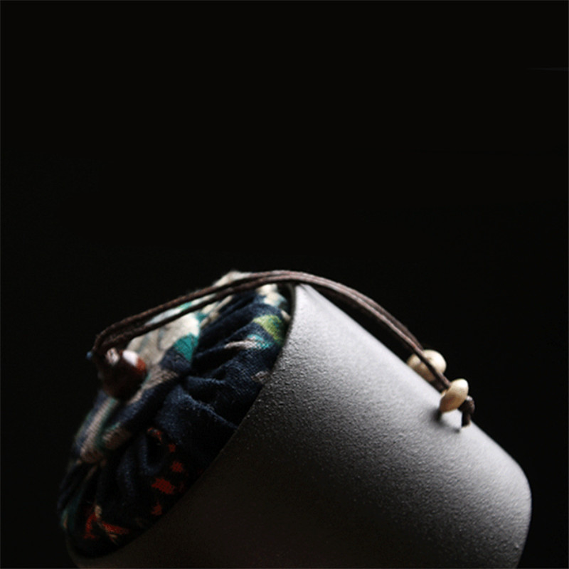 Japanese Style Ceramic Tea Caddy Mini Portable Travel Canister Coarse Pottery Storage Tank Sealed Cans Spice Jar Food Container