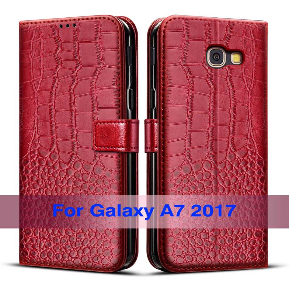 Kaarthouder Cover Case Voor Samsung Galaxy A7 Lederen Beschermhoes Portemonnee Telefoon Case Voor Galaxy A7 A720F a7200: Red