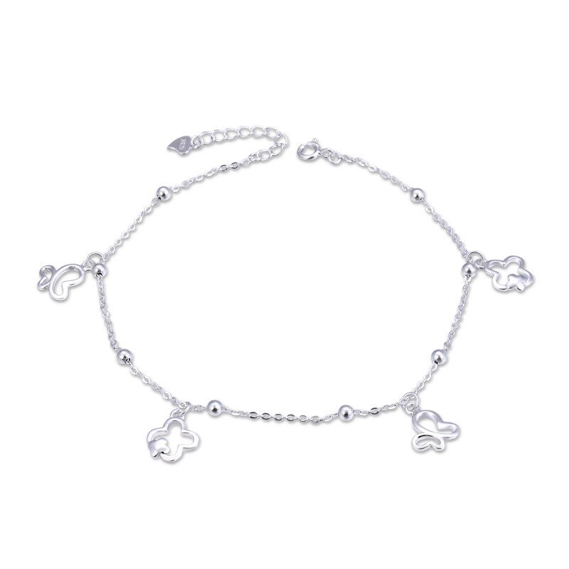 925 sterling sølv gennembrudt sommerfugl ankelkæde smykker  s925 ankel armbånd justerbar længde