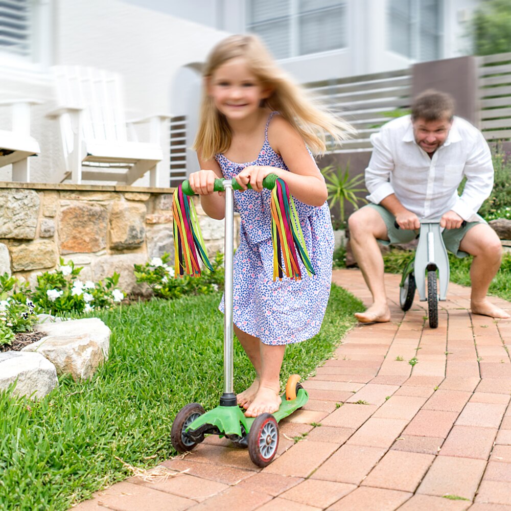 1 Pair Kid Rainbow Bike Streamers for Girls Boys Children&#39;s Tassel Scooters Ribbons Bike Handlebar Streamers Ribbons