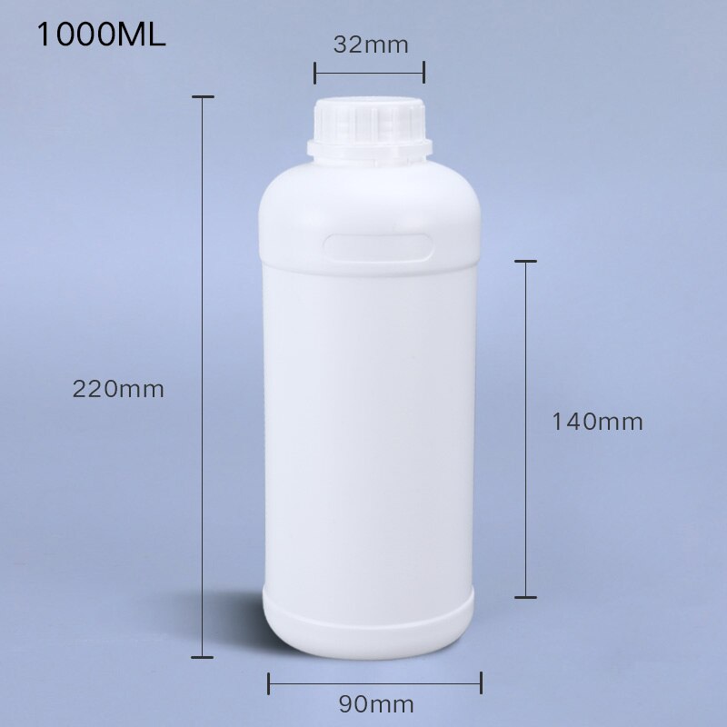 Round Plastic bottle with Lid Empty storage container for Disinfection Alcohol Food Grade HDPE material 1PCS: 1000ml white