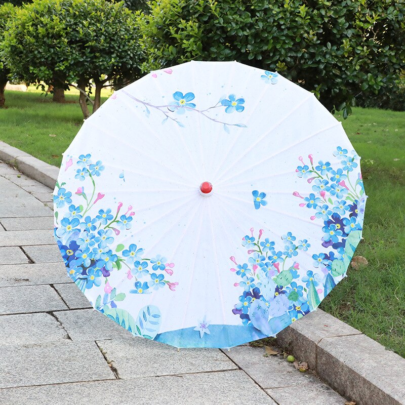 Paraguas de seda Retro para mujer, sombrilla de estilo chino de papel de aceite, de baile antiguo, paraguas decorativo artesanal, paraguas de mango de madera: color 6