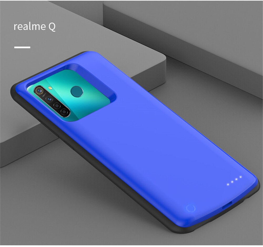 6500 Mah Batterij Oplader Gevallen Voor Oppo Realme X2 Xt Batterij Case Power Bank Cover Voor Oppo Realme 5 Pro realme Q Opladen Gevallen: Realme Q Blue