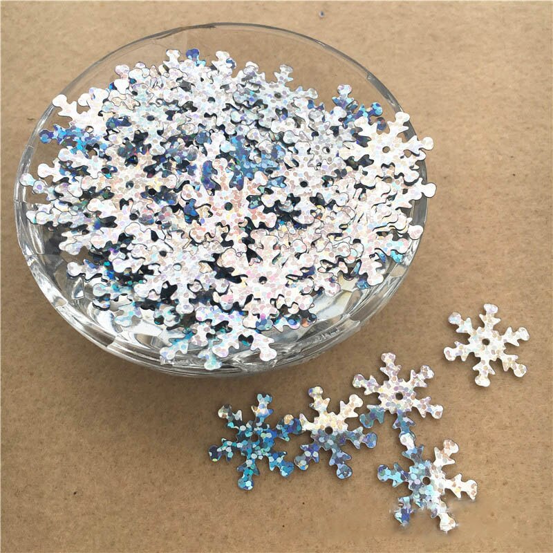 19mm sneeuwvlok vorm pailletten PVC Kerst decoratieve kralen 25 gram of ongeveer 400 stuks van kleuterschool DIY materiaal: 6