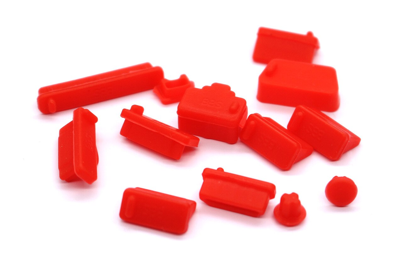 13 stück farbenfrohe silikon-staubschutzkappen für laptop-staubstecker, usb-staubschutzstecker, computerzubehör: Rot