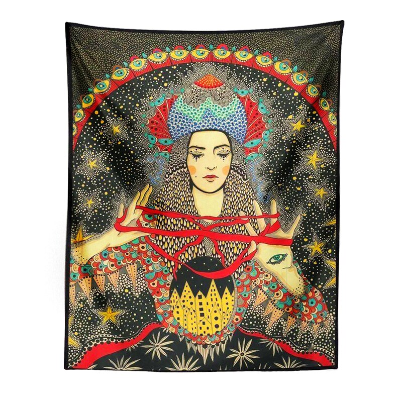 Tapisserie murale psychédélique pour filles, tapis floral céleste, tapis hippicopter Eye, décor de dortoir, tapis ciel étoilé: Cristal