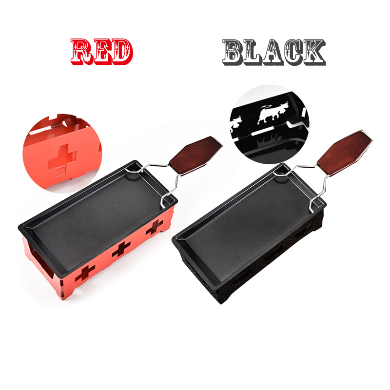 Grill ost raclette set non-stick griller mini bbq ostbräda bakad ostugn järn schweizisk ost smälter panna bricka