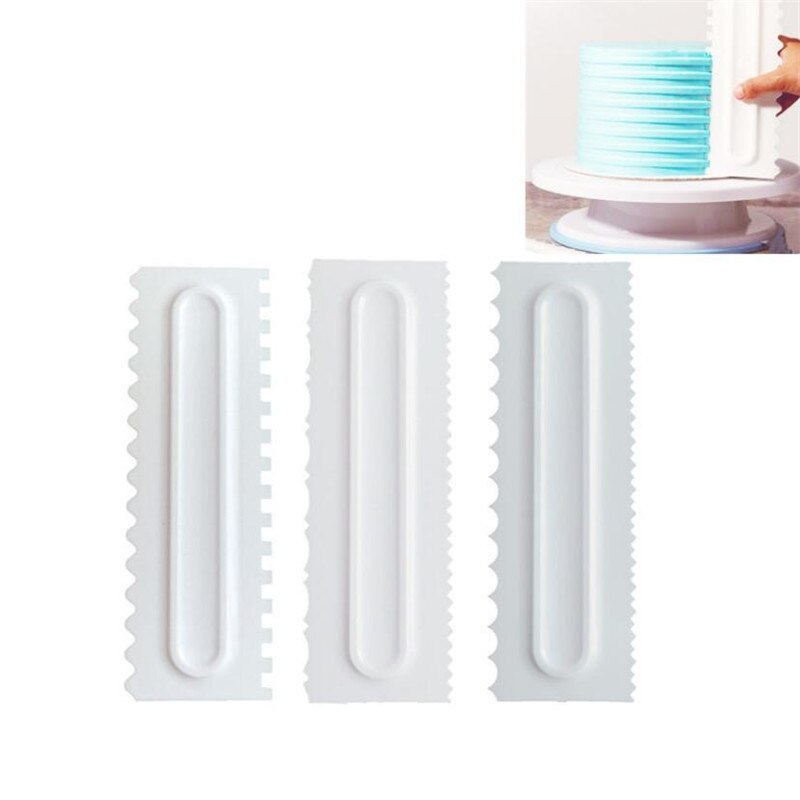 1pc cake decoratie kam gladstrijker cake schraper 3 texturen bak gebak gereedschap fondant spatels keuken bakvorm
