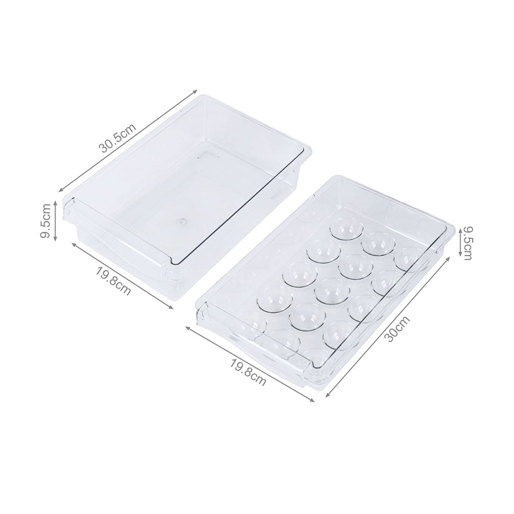 Plastic Clear Fridge Organizer Slide Under Shelf Drawer Box Rack Refrigerator Egg Vegetable Kitchen Fruit Food Storage Container