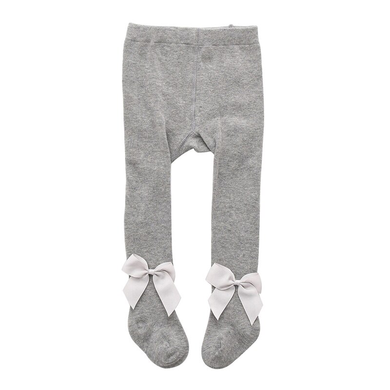 Bowknot Baby Girl Tights Soft Solid Color Infant Toddler Pantyhose Warm Autumn Winter Baby Girls Stockings 12-24M: gray