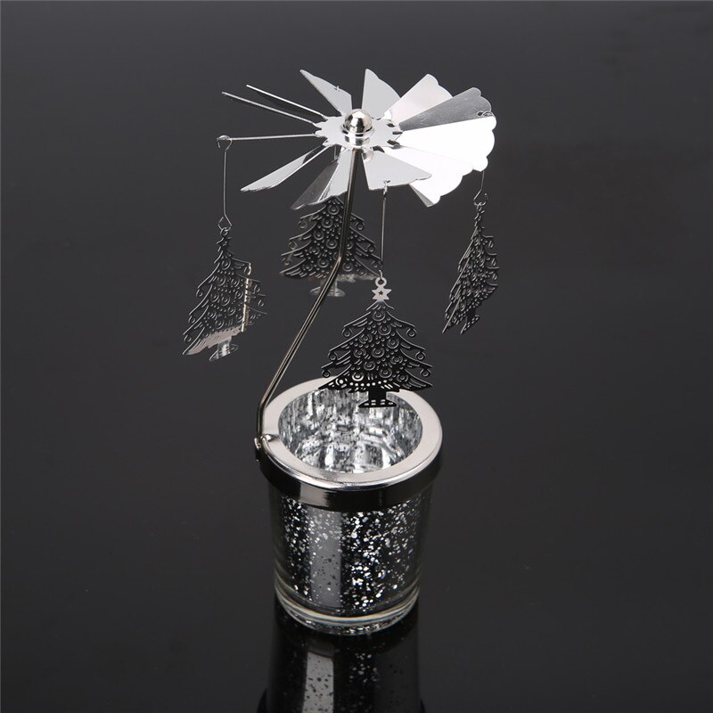 Rotatif rotation chandelier photophore bougeoir métal thé supports de lumière carrousel mariage maison fête décor 10-type: Cedar