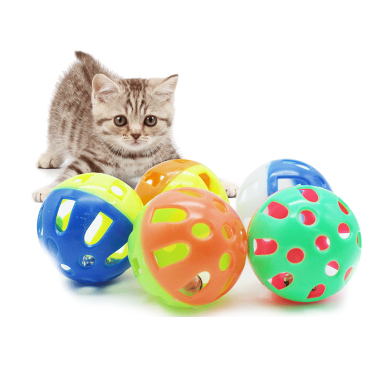 5Pcs Kleurrijke Pet Kat Kitten Play Ballen Met Jingle Bell Chase Rammelaar Speelgoed Grappige Tinkle Bell Bal Voor Kat chew Rammelaar Scratch