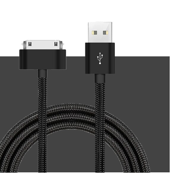 SUPTEC 30 Pin USB Cable for iPhone 4s 4 Metal Plug Nylon Braided Wire Charger Cable Fast Charging Data Sync Cord for iPad 2 2M: Black / 100cm