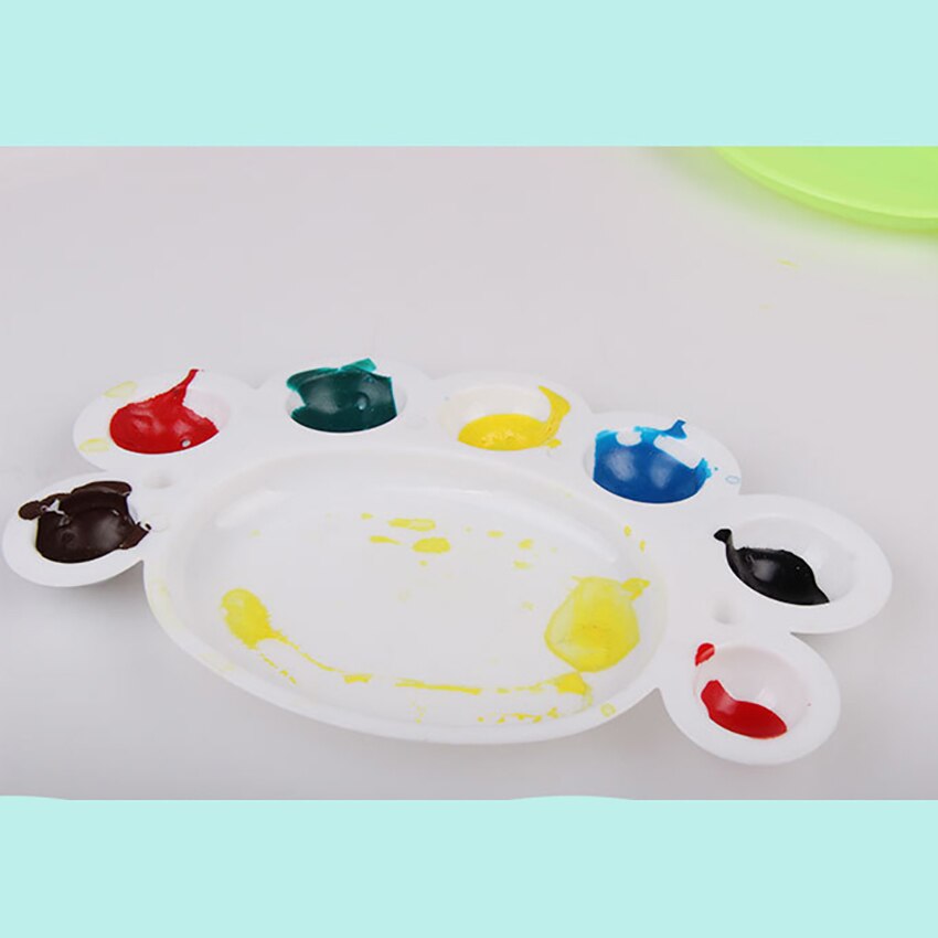 8 brønde fodaftryk form plastik palet bakke elev kunst maling farvepalet olie akvarel tegning palle barn maleri forsyninger