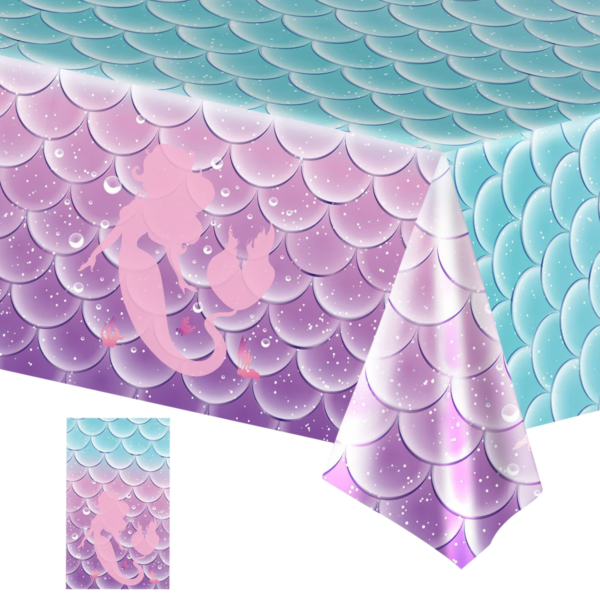 Nappe de table petite sirène, décoration de fête d'anniversaire, 1er anniversaire pour fille sous la mer, fournitures de fête pour réception pour bébé