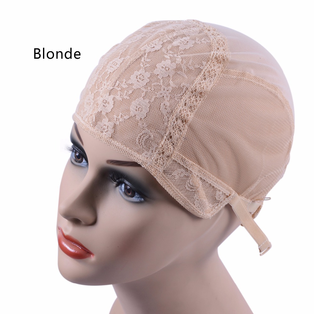 Gorra de peluca rubia para hacer pelucas con correa ajustable en la espalda, gorro tejido, sin pegamento casquillo de peluca, Red para el cabello de buena