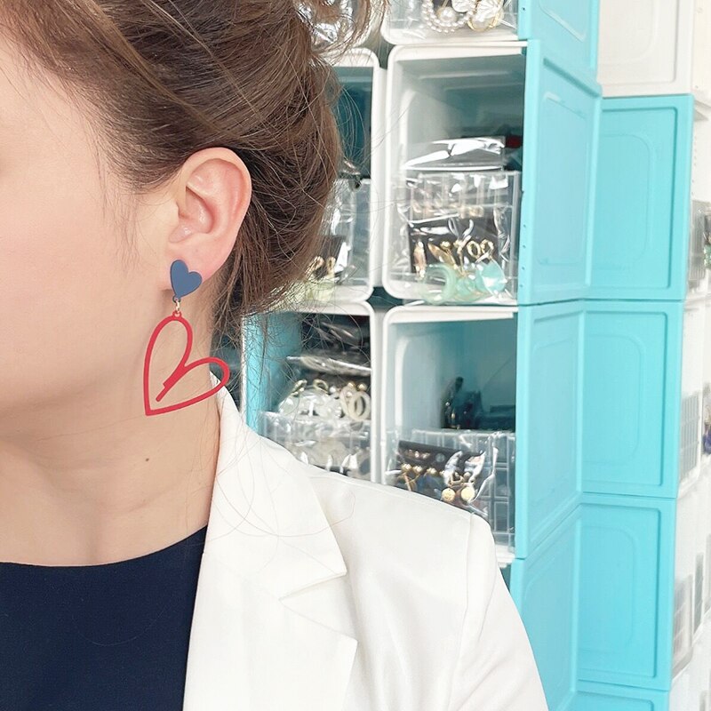 Red Heart Earrings Jewelry Geometric Earrings For Women Pendientes Earrings cute girlMetal Accesorios Boho