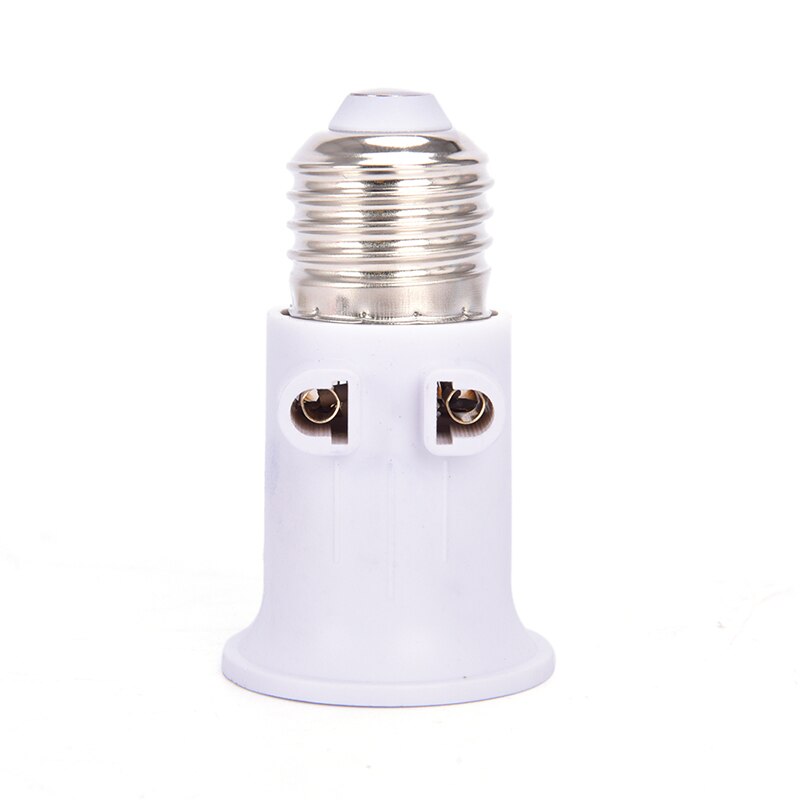 Pbt brandsikker  e27 pære adapter lampeholder base sokkel konvertering med eu stik: Hvid